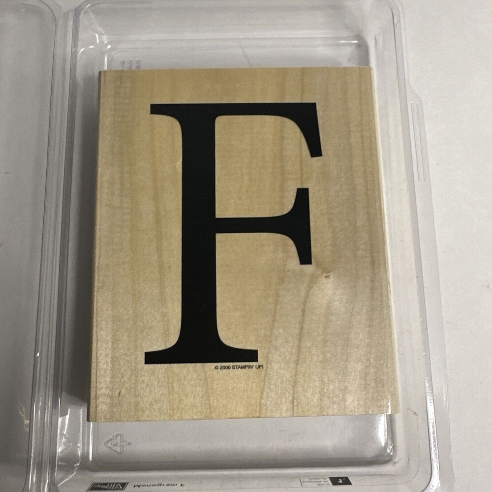 Stampin Up Monogram F Upper Case Capital “F” Large Upper Case Wood Stamp
